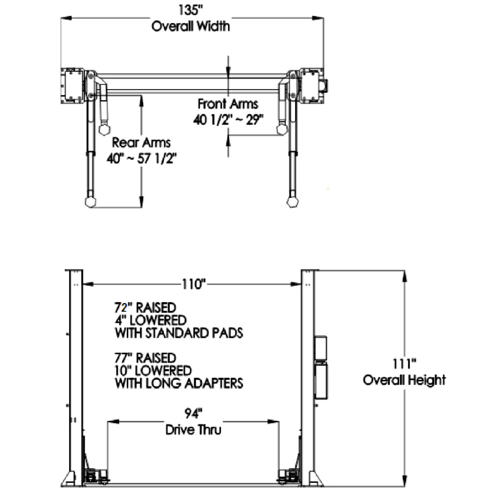 VÉRIN DE SERVICE 2 COLONNES TLS FLEXMETRIC BASEPLATE - CAPCITÉ 9 000 LBS.